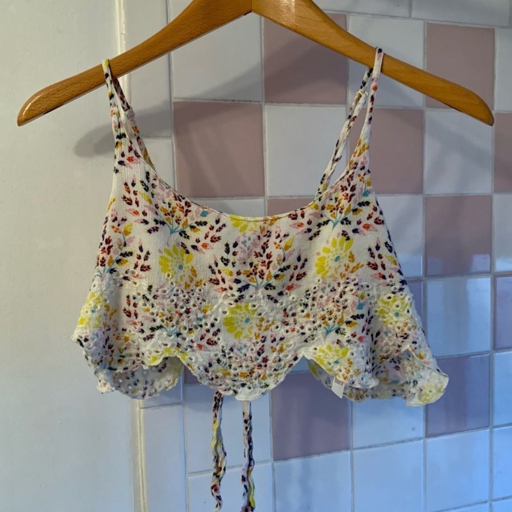 Free People Flower Tie Tank Top